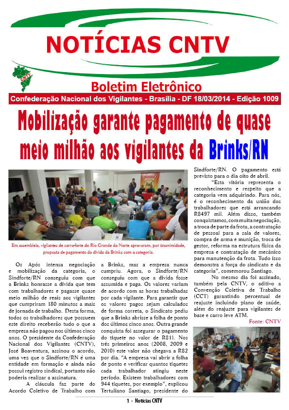 Boletim eletrônico da CNTV 18/03/2014