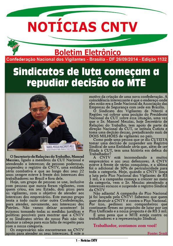 Boletim eletrônico 26/09/2014