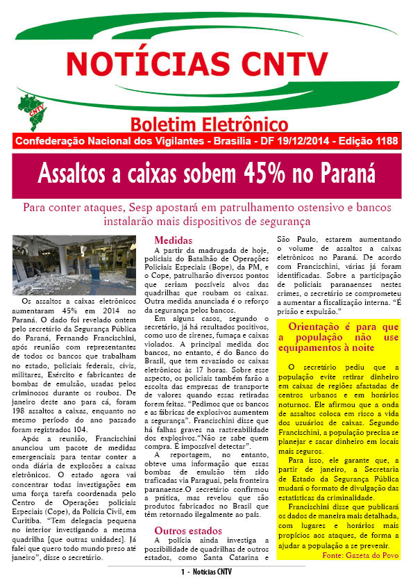 Boletim eletrônico 19/12/2014