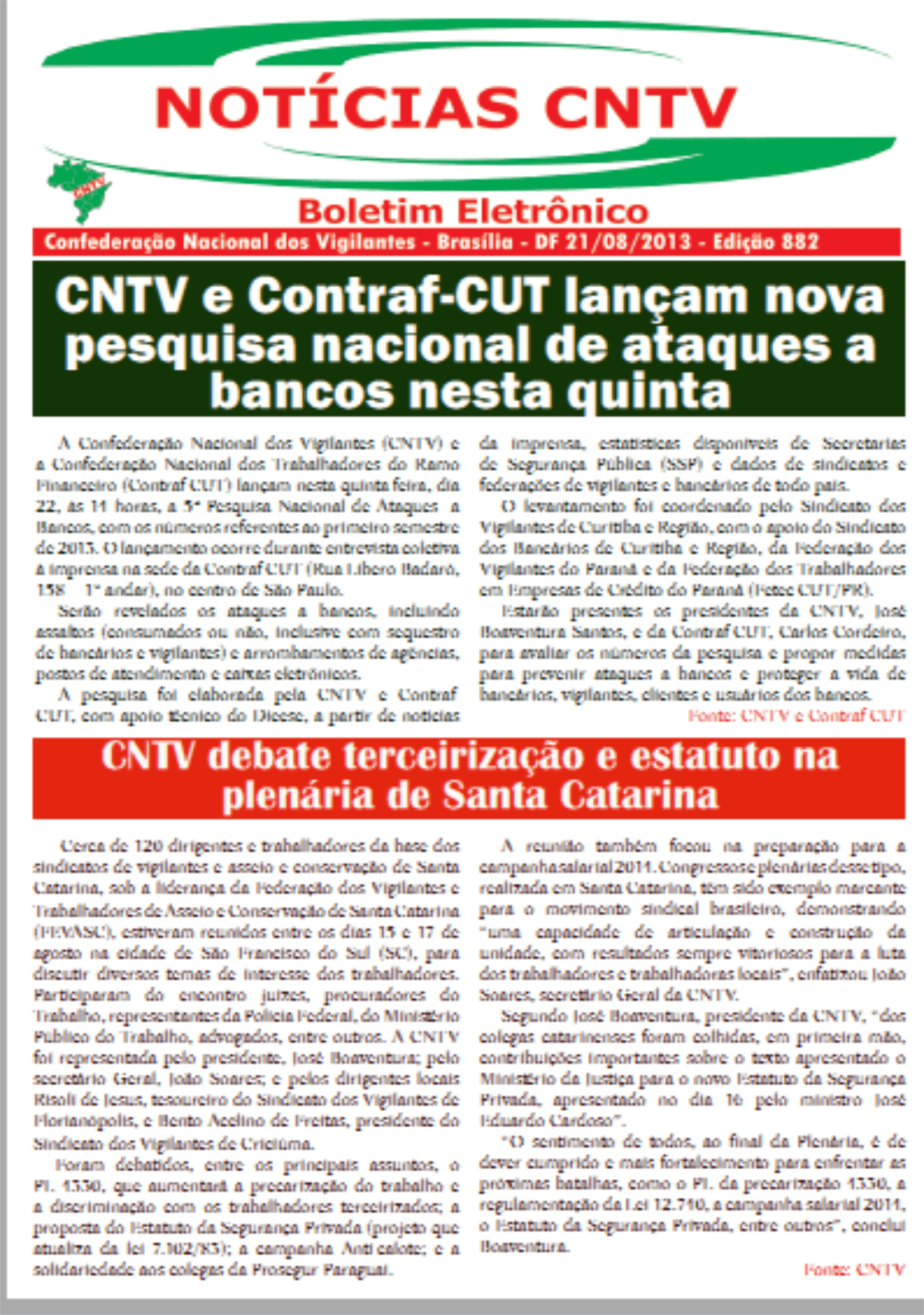 Boletim eletrônico da CNTV 21/08