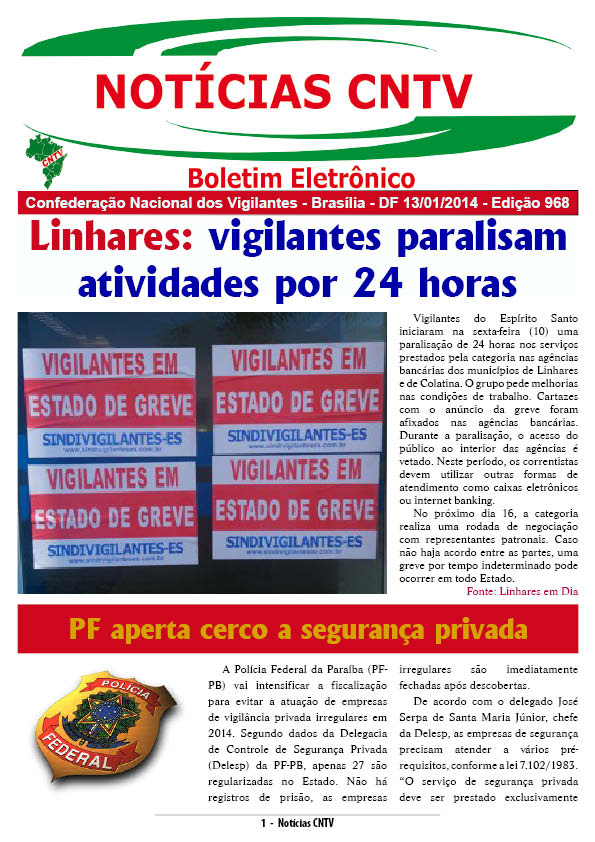 Boletim eletrônico da CNTV 13/01/2014