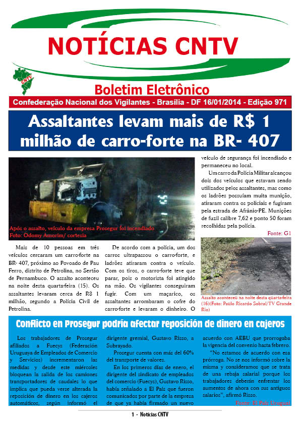 Boletim eletrônico da CNTV 16/01/2014