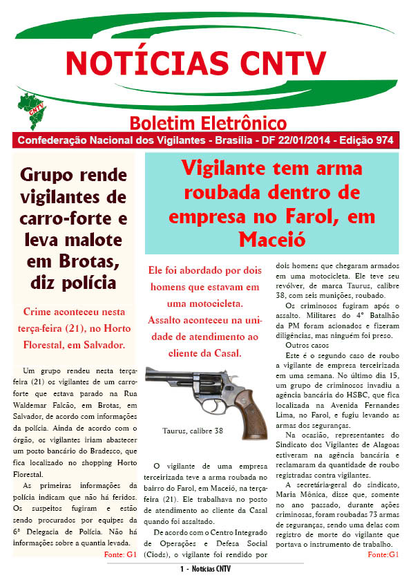 Boletim eletrônico da CNTV 22/01/2014
