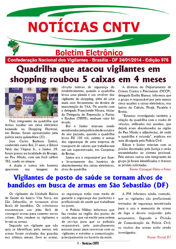 Boletim eletrônico da CNTV 24/01/2014