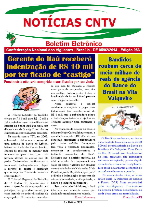 Boletim eletrônico da CNTV 05/02/2014