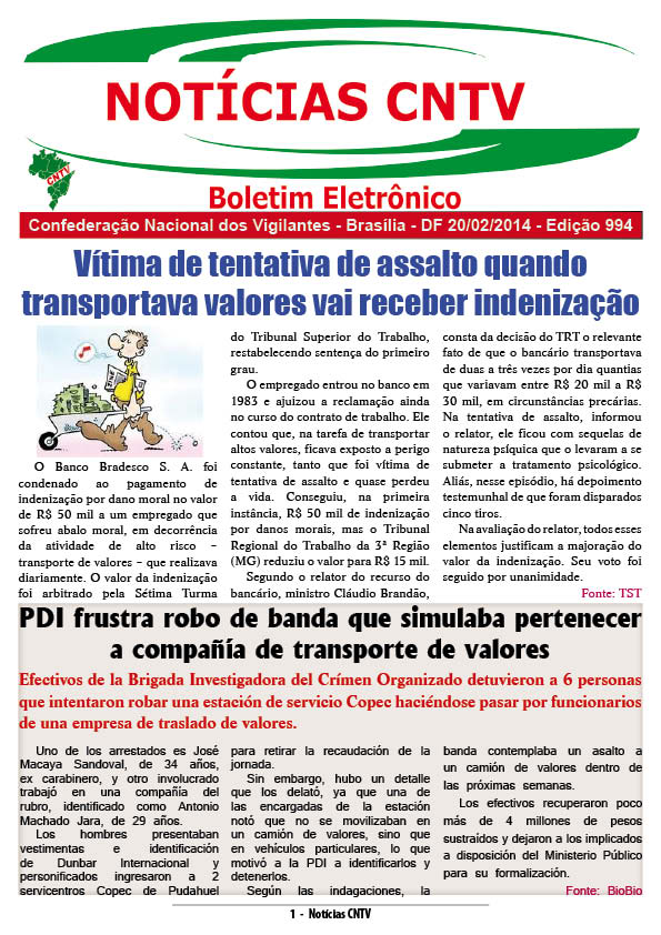 Boletim eletrônico da CNTV 20/02/2014
