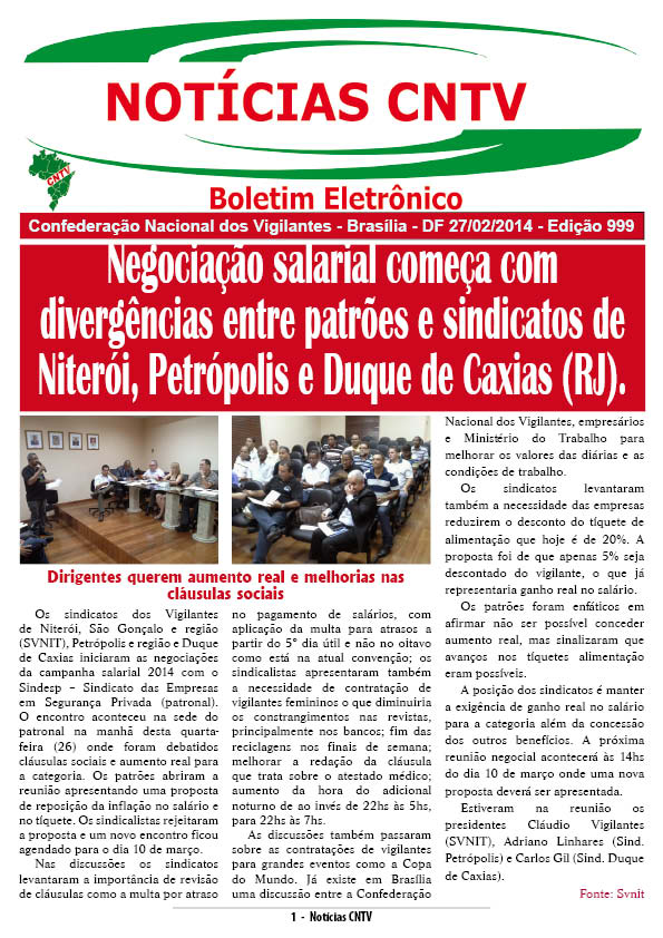 Boletim eletrônico da CNTV 27/02/2014