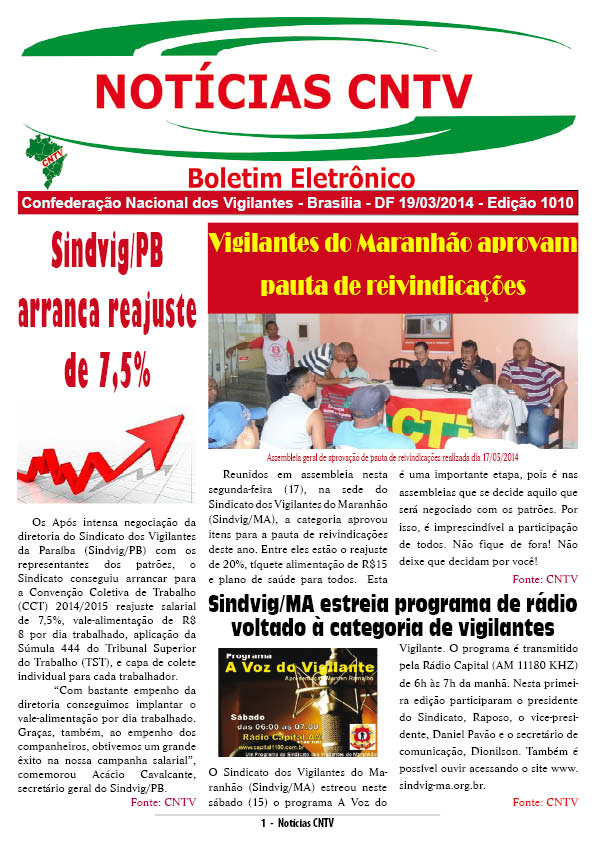 Boletim eletrônico  - 19/03/2014 