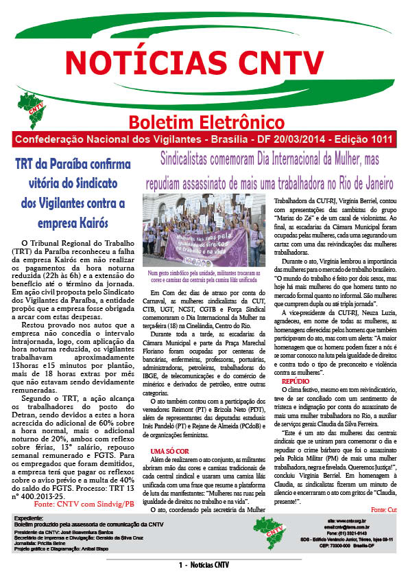 Boletim eletrônico  - 20/03/2014 