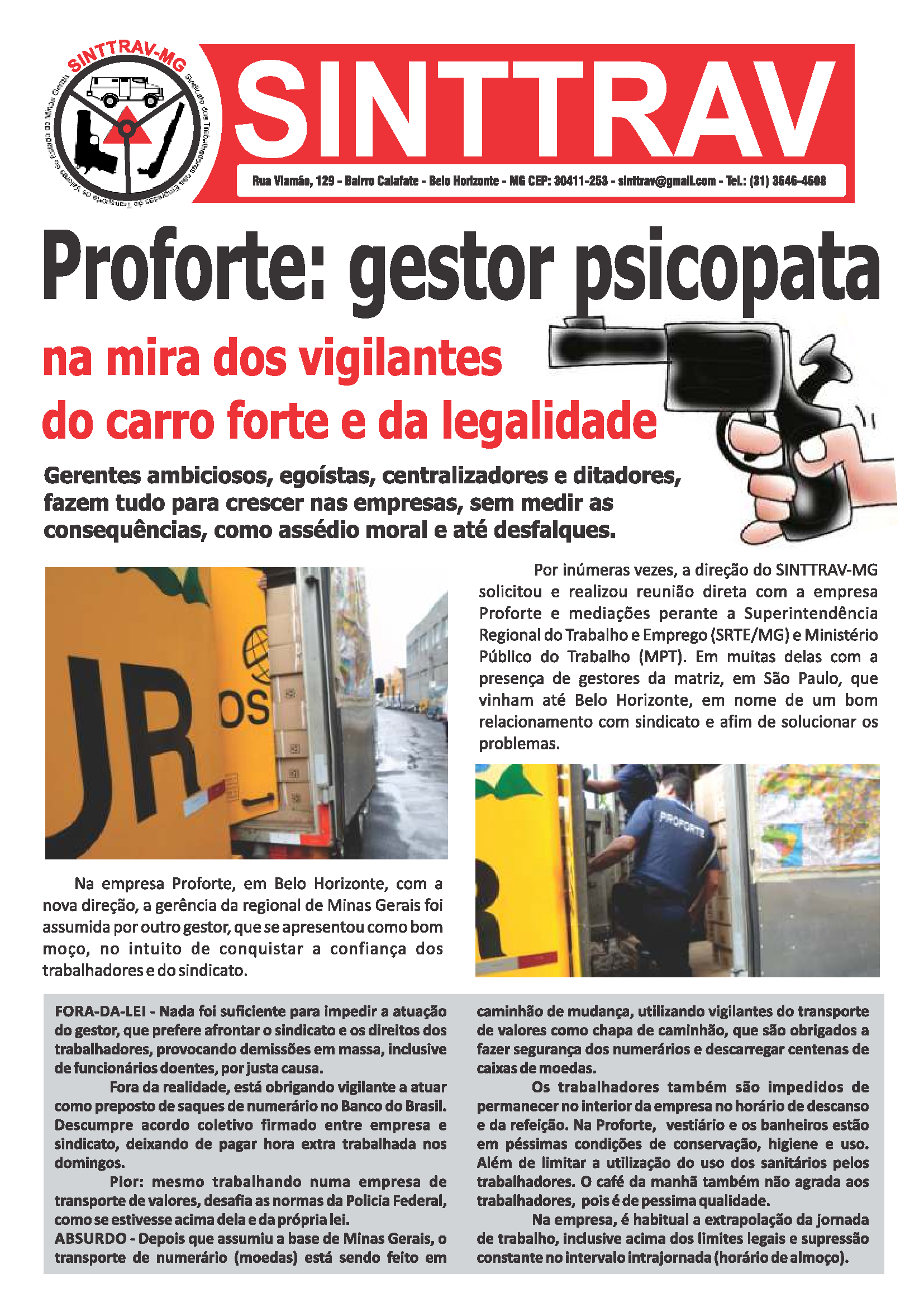 Boletim dos Vigilantes de Carro Forte de Minas Gerais