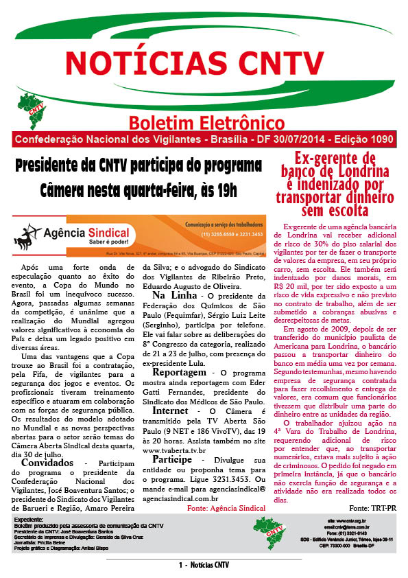 Boletim eletrônico 30/07/2014
