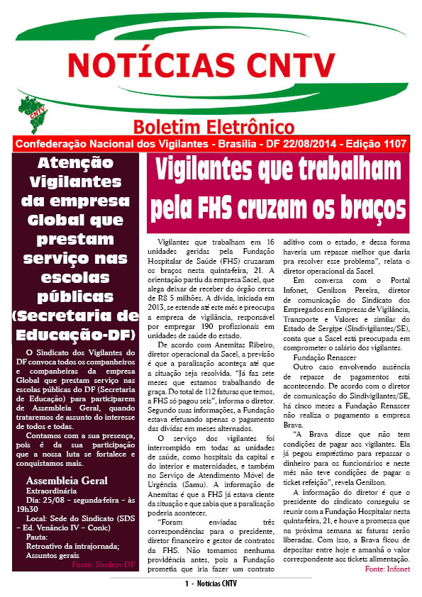 Boletim eletrônico 22/08/2014