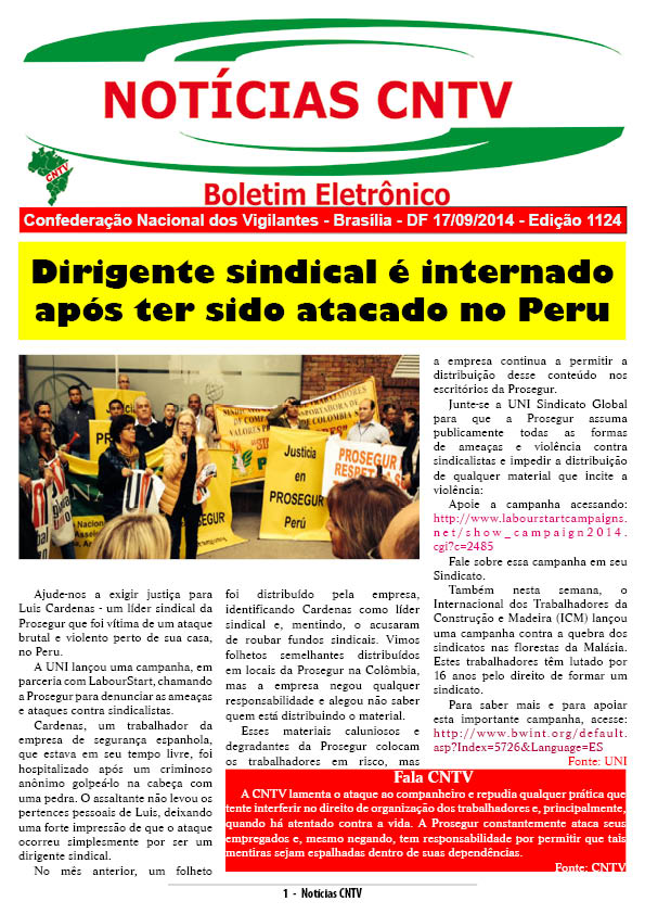Boletim eletrônico 17/09/2014