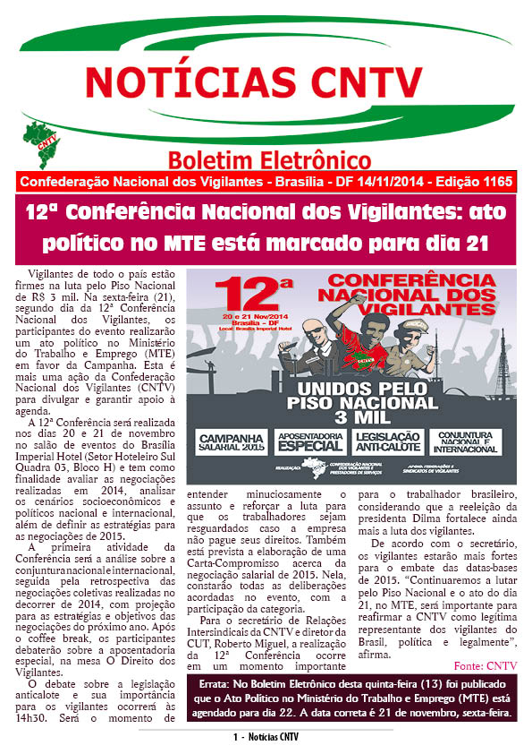 Boletim eletrônico 14/11/2014