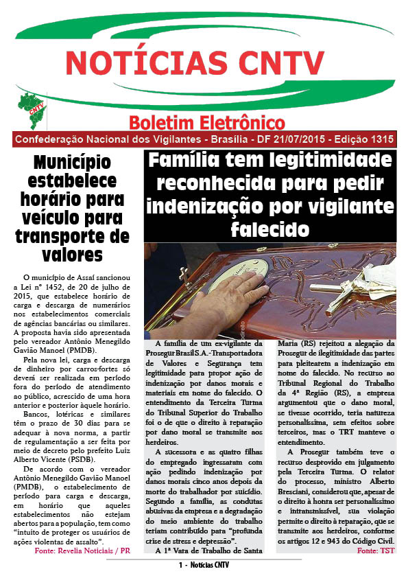Boletim eletrônico 21/07/2015