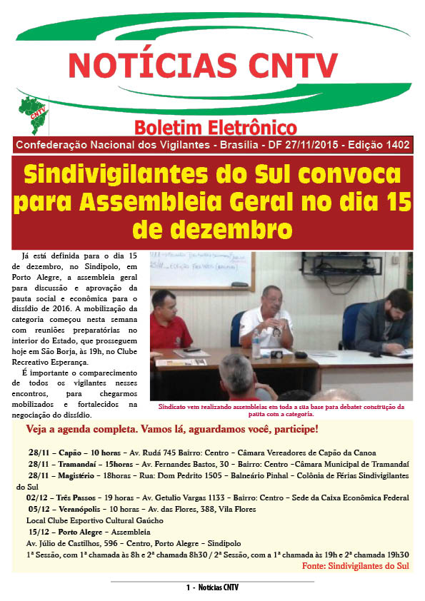 Boletim eletrônico 27/11/2015